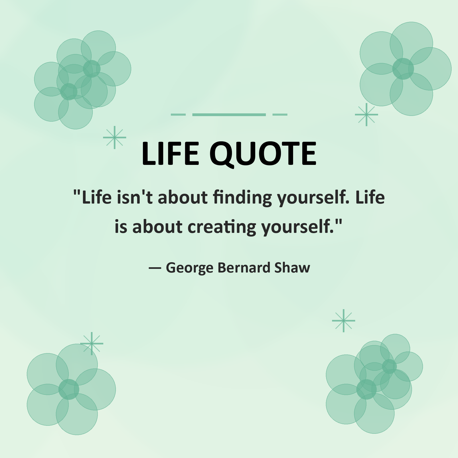 Life isn’t about finding yourself. Life is about creating yourself.